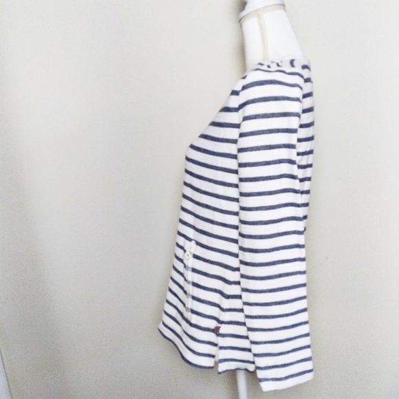 Talbots Striped Pullover Top with Zip Up Pockets - Picture 4 of 9